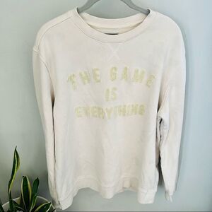 TACKMA THE GAME IS EVERYTHING‎ CREW SWEATSHIRT, OFF WHITE, MEDIUM, UNISEX, NWOT